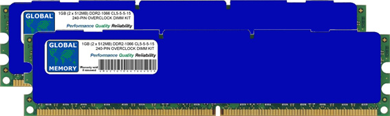 1GB (2 x 512MB) DDR2 1066MHz PC2-8500 240-PIN OVERCLOCK DIMM MEMORY RAM KIT FOR PACKARD BELL DESKTOPS